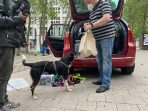 Hilfe für obdachlose Menschen mit Hund